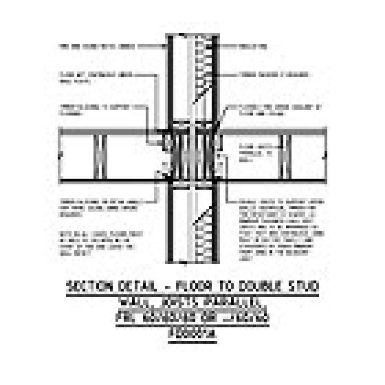 SECTION DETAIL - FLOOR TO DOUBLE STUD WALL, JOISTS PARALLEL, FRL 60/60/60 OR -/60/60 FD0001A