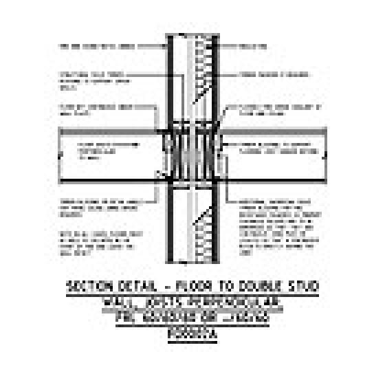 SECTION DETAIL - FLOOR TO DOUBLE STUD WALL, JOISTS PERPENDICULAR, FRL 60/60/60 OR -/60/60 FD0002A