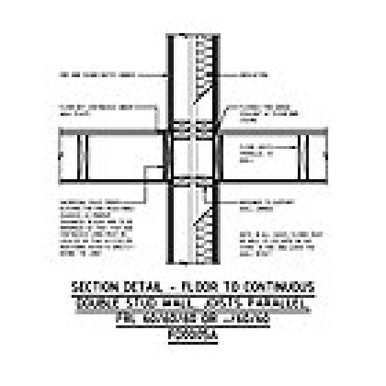 SECTION DETAIL - FLOOR TO CONTINUOUS DOUBLE STUD WALL, JOISTS PARALLEL, FRL 60/60/60 OR -/60/60 FD0005A