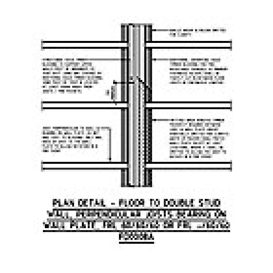 PLAN DETAIL - FLOOR TO DOUBLE STUD WALL, PERPENDICULAR JOISTS BEARING ON WALL PLATE, FRL 60/60/60 OR FRL -/60/60 FD0008A