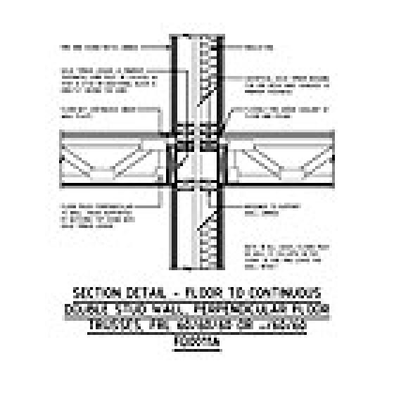 SECTION DETAIL - FLOOR TO CONTINUOUS DOUBLE STUD WALL, PERPENDICULAR FLOOR TRUSSES, FRL 60/60/60 OR -/60/60 FD0011A
