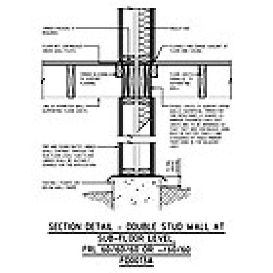 SECTION DETAIL - DOUBLE STUD WALL AT SUB-FLOOR LEVEL, FRL 60/60/60 OR -/60/60 FD0013A