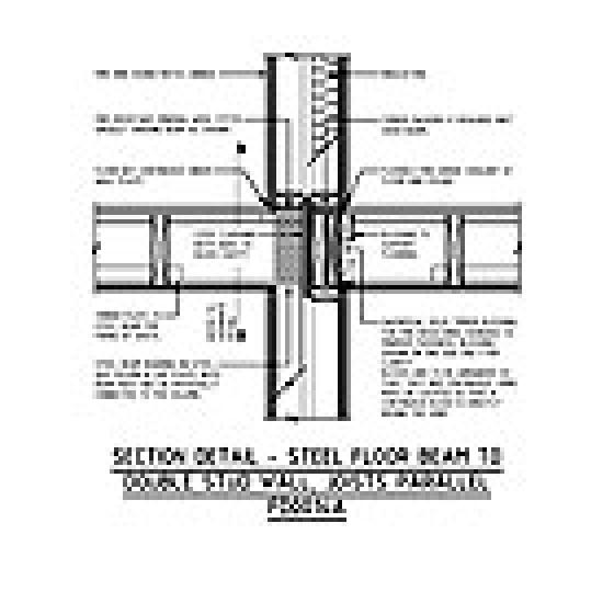 SECTION DETAIL - STEEL FLOOR BEAM TO DOUBLE STUD WALL, JOISTS PARALLEL FD0014A