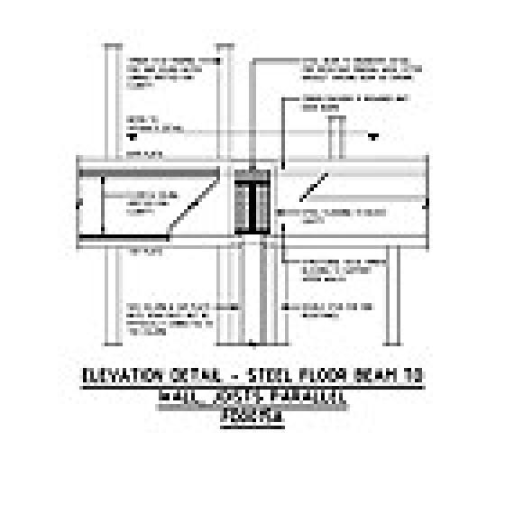 ELEVATION DETAIL - STEEL FLOOR BEAM TO WALL, JOISTS PARALLEL FD0015A