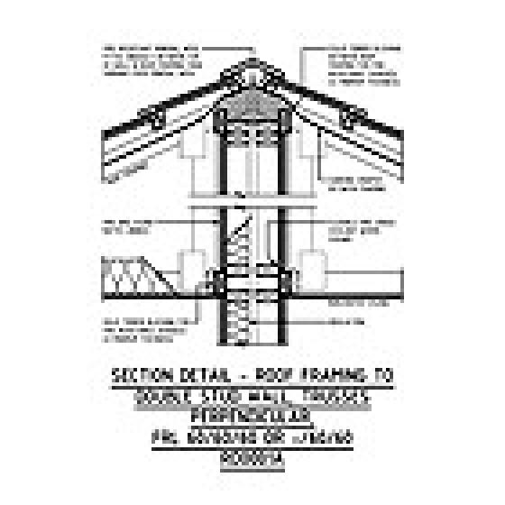 SECTION DETAIL - ROOF FRAMING TO DOUBLE STUD WALL, TRUSSES PERPENDICULAR, FRL 60/60/60 OR -/60/60 RD0001A