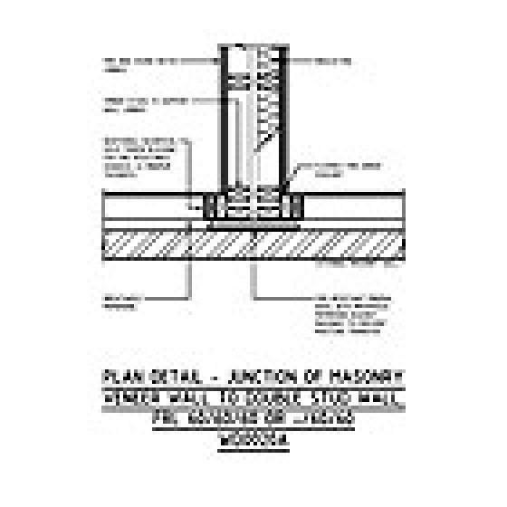 PLAN DETAIL - JUNCTION OF MASONRY VENEER WALL TO DOUBLE STUD WALL, FRL 60/60/60 OR -/60/60 WD0020A