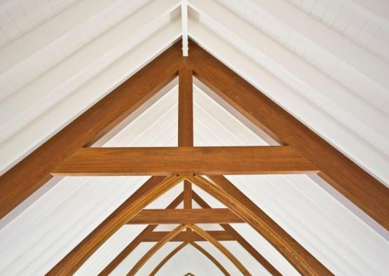 a wooden beams on a ceiling