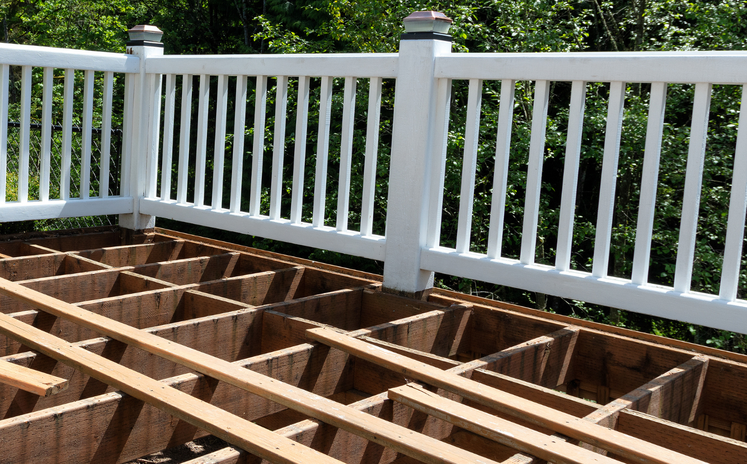 timber balcony in building process