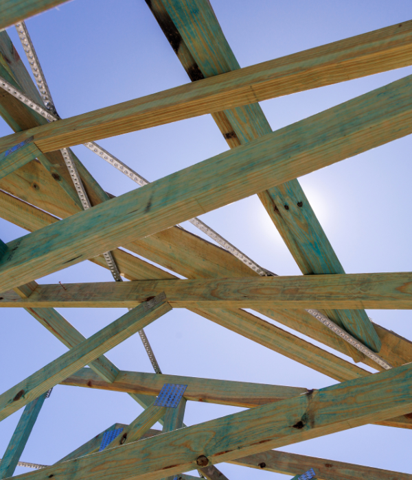 Treated timber roof truss