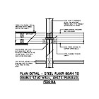 PLAN DETAIL - STEEL FLOOR BEAM TO DOUBLE STUD WALL, JOISTS PARALLEL FD0016A