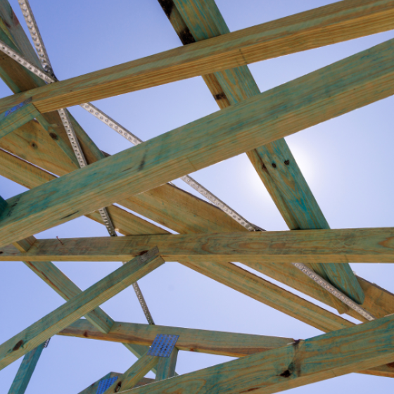 Treated timber roof truss