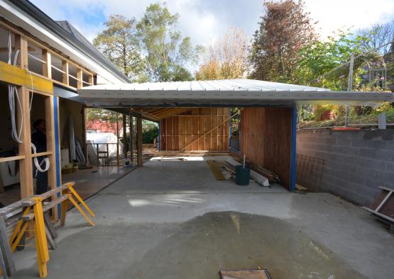 a building under construction with a roof