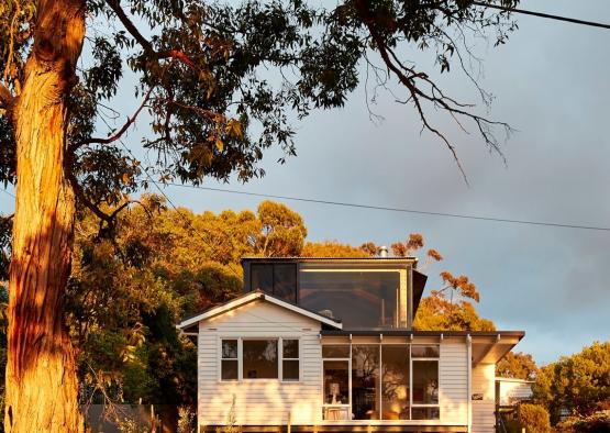 a house with a tree in the background