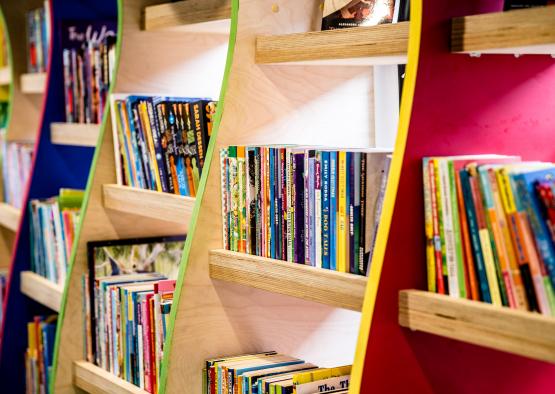 a shelf with books on it