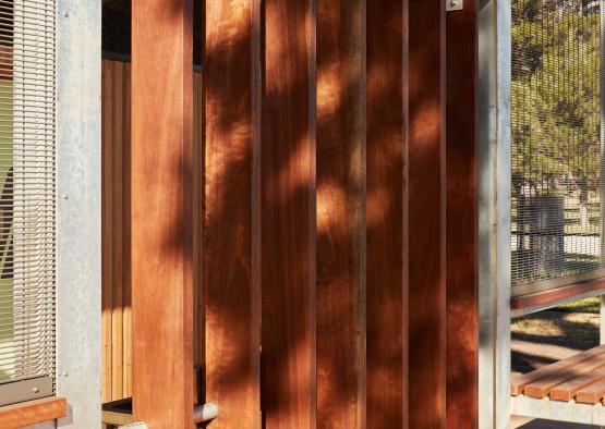 a wood slats on a fence