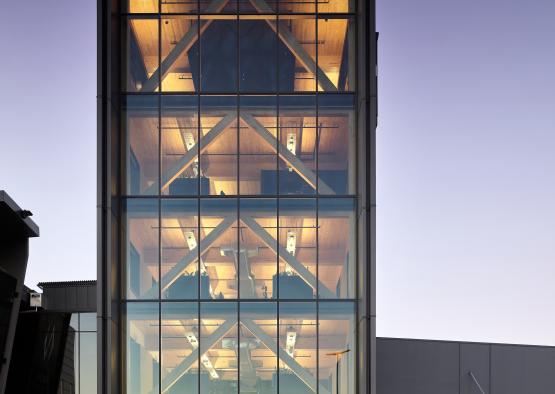 a building with glass walls