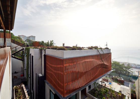 a building with a view of the ocean