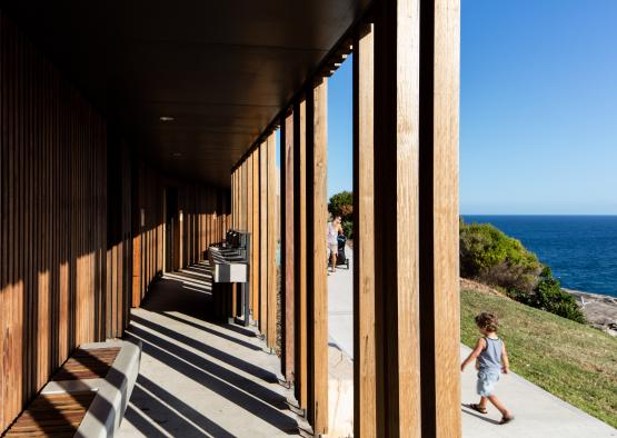 a child walking on a walkway