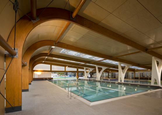 a large indoor swimming pool