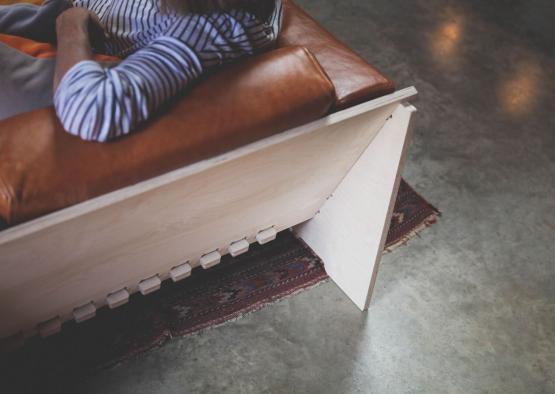 a person lying on a couch