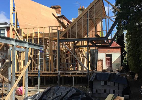 a building under construction with a roof