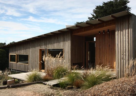 a building with a wooden roof