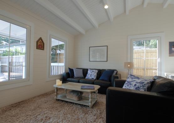 a living room with a couch and coffee table