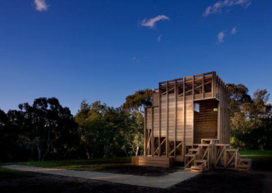 a wooden structure with stairs and steps