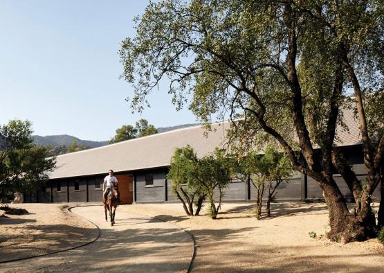 a man riding a horse in a dirt path