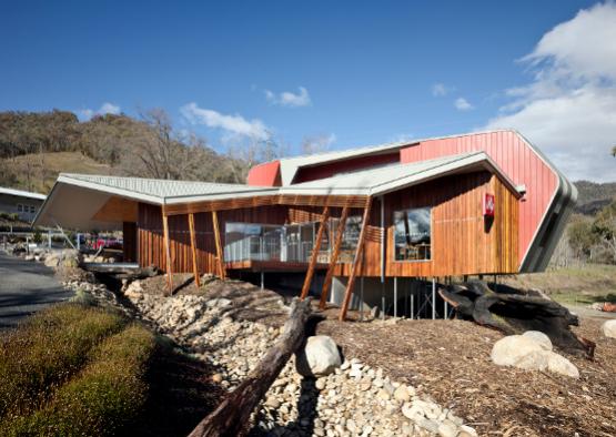 a building with a red roof