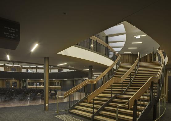 a staircase in a building