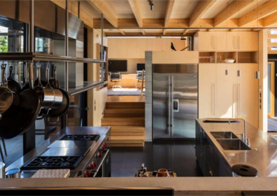 a kitchen with stainless steel appliances