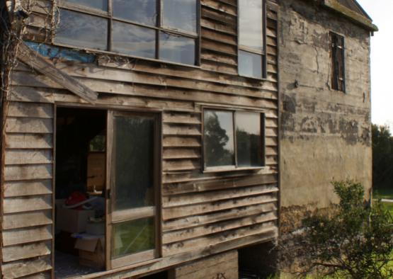 a building with windows and a door