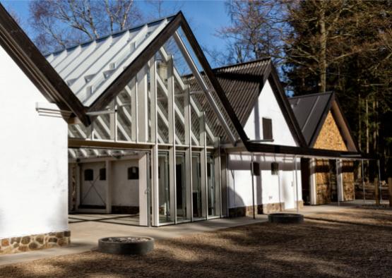 a building with a glass roof