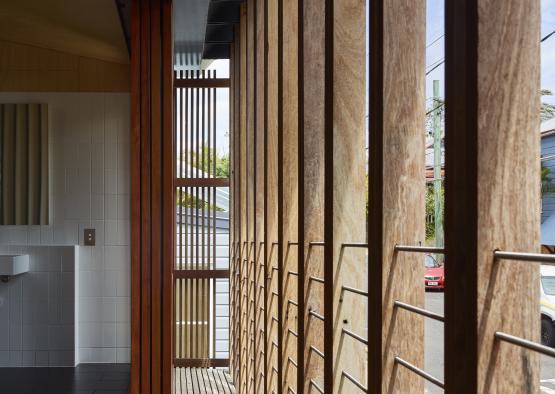 a wooden slats on a wall