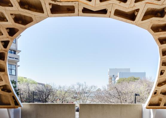 a building with a large arch