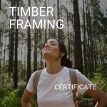 Woman facing toward sky enjoying nature while standing in a forest