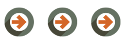 a white circle with orange arrow in it