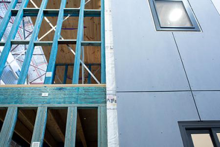 a building under construction with a window