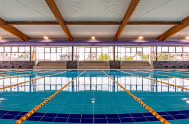 a swimming pool with lanes in it